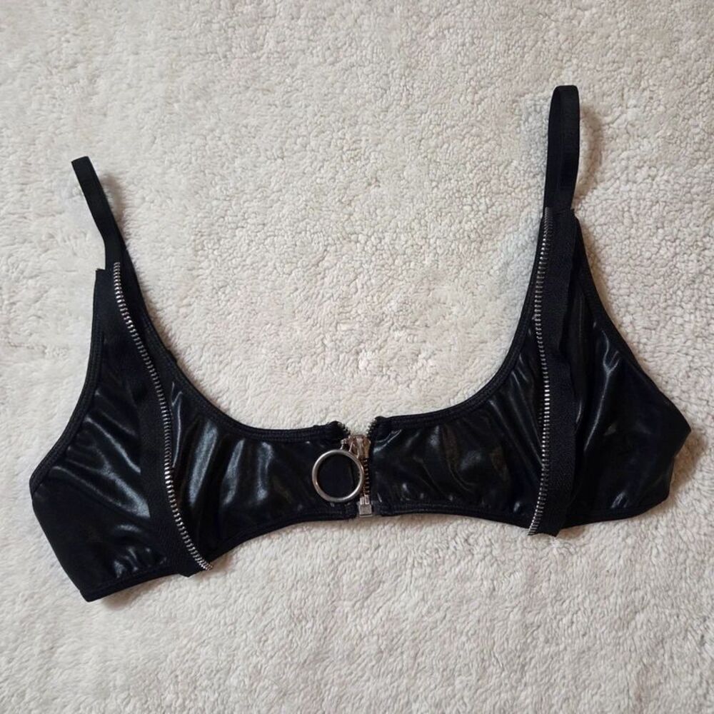 Faux Leather Goth Zipper Top size S/M